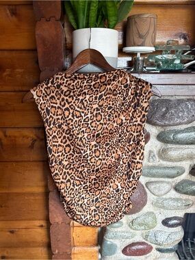 Erin Blair Leopard Print Ruched Side Top Going Out Stretch Medium M